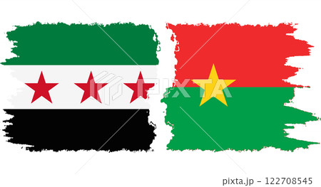 Burkina Faso and Syrian Revolution grunge flags connection vector Burkina Faso and Syrian Revolution grunge flags connection vector 122708545