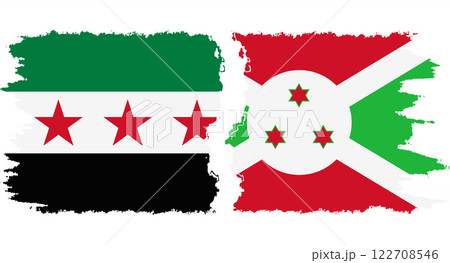 Burundi and Syrian Revolution grunge flags connection vector 122708546
