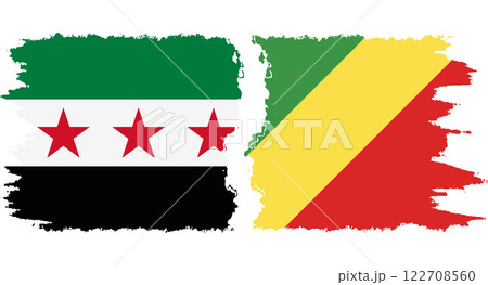 Congo-Brazzaville and Syrian Revolution grunge flags connection vector 122708560