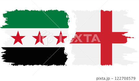 England and Syrian Revolution grunge flags connection vector England and Syrian Revolution grunge flags connection vector 122708579