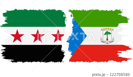 Equatorial Guinea and Syrian Revolution grunge flags connection vector 122708580