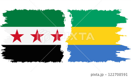 Gabon and Syrian Revolution grunge flags connection vector 122708591