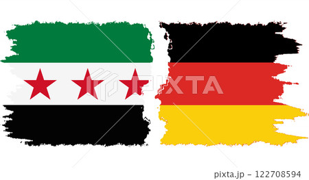 Germany and Syrian Revolution grunge flags connection vector 122708594