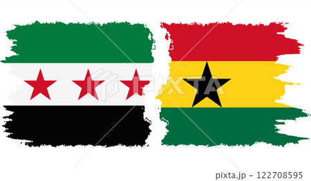 Ghana and Syrian Revolution grunge flags connection vector Ghana and Syrian Revolution grunge flags connection vector 122708595