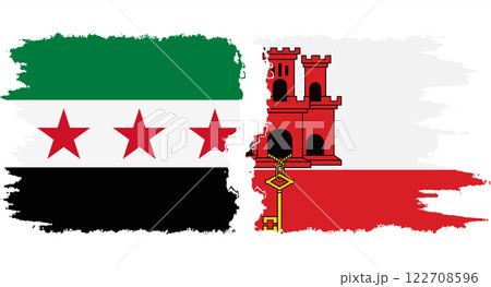 Gibraltar and Syrian Revolution grunge flags connection vector Gibraltar and Syrian Revolution grunge flags connection vector 122708596