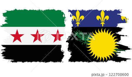 Guadeloupe and Syrian Revolution grunge flags connection vector Guadeloupe and Syrian Revolution grunge flags connection vector 122708600