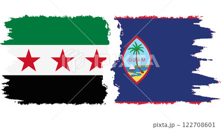 Guam and Syrian Revolution grunge flags connection vector 122708601