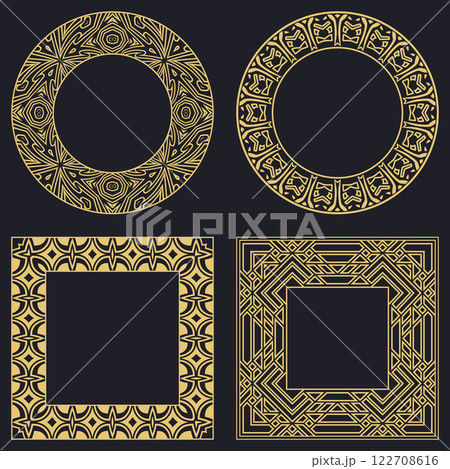 Set decorative circular vintage geometrical ornament. 122708616