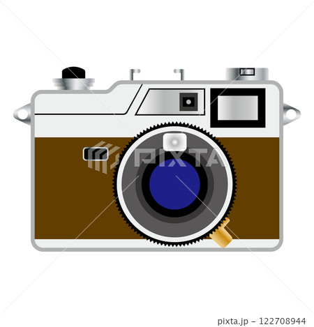 お洒落なレトロフィルムカメラのイラスト 白背景 お洒落なレトロフィルムカメラのイラスト 白背景 122708944