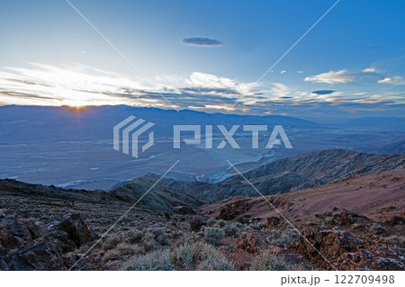 Breathtaking panoramic view of Death Valley from a high mountain vantage point Breathtaking panoramic view of Death Valley from a high mountain vantage point 122709498