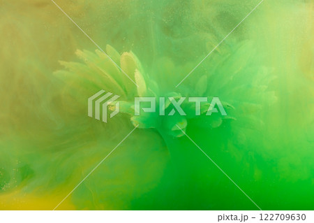 beautiful flower with white petals in clouds of green and yellow smoke on black background, photo underwater, clouds of paint in water, aquarium, spring concept, creativity, art beautiful flower with white petals in clouds of green and yellow smoke on black background, photo underwater, clouds of paint in water, aquarium, spring concept, creativity, art 122709630