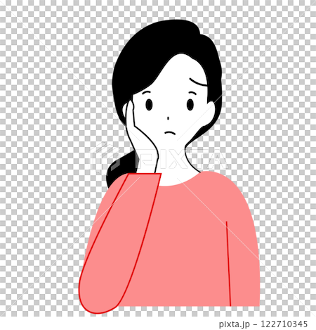 Illustration of the upper body of a worried young woman 122710345