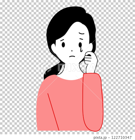 泣いている若い女性の上半身のイラスト 122710347