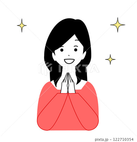 笑顔で喜ぶ女性のイラスト 笑顔で喜ぶ女性のイラスト 122710354