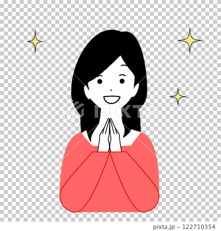 笑顔で喜ぶ女性のイラスト 笑顔で喜ぶ女性のイラスト 122710354