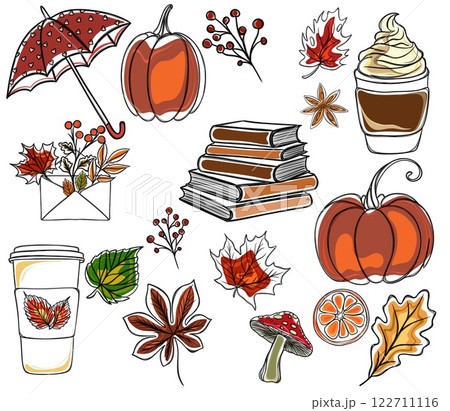 large set of autumn stickers freehand 122711116