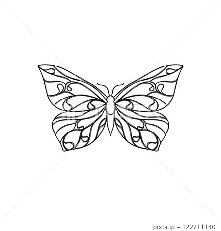 Line art butterfly, Layout for printing illustrations on T-shirts, notepads, covers 122711130