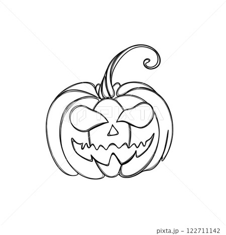 Funny Jack O Lantern halloween pumpkin freehand Line Art template Halloween sticker 122711142