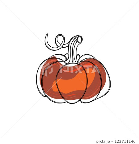 Line Art Free Hand Drawn Pumpkin Sticker....のイラスト素材 [122711146] - PIXTA