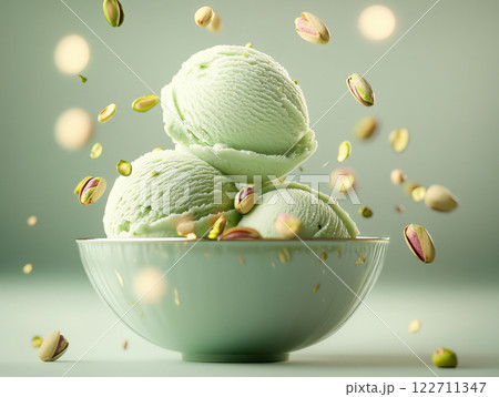 light green color pistachio icecream 122711347