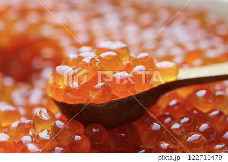 Salmon fish roe. Red caviar. 122711479
