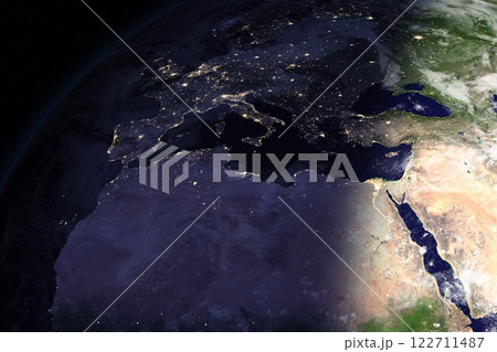 Space. Earth. Europe, Africa and Asia. 122711487