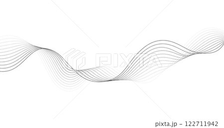 Vector illustration of smooth dotted halftone wave blend lines. Modern design element for technology, science, innovation concepts isolated on white background. 122711942
