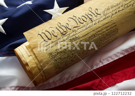 Close-up american flag and Constitution 122712232