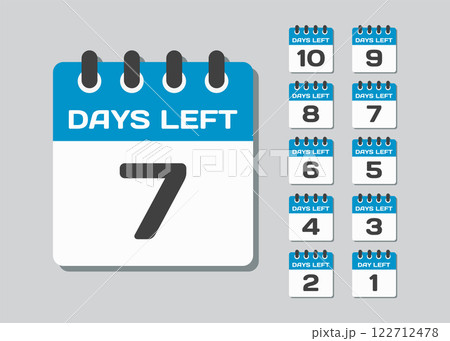 Countdown daily page calendar icon - 7 days left 122712478