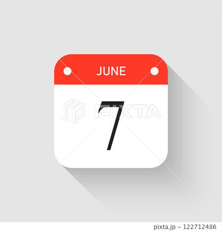 Vector icon page day calendar - 7 June month Vector icon page day calendar - 7 June month 122712486