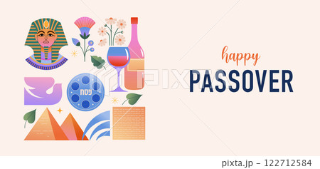 Happy Passover background, banner and poster design. Geometrical modern minimalist concept Happy Passover background, banner and poster design. Geometrical modern minimalist concept 122712584