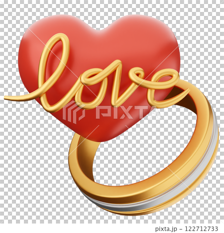 3d valentines day love heart ring 122712733