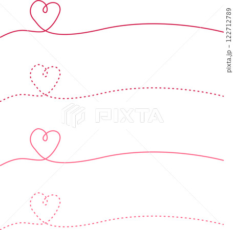 バレンタインに使えるハートの線画あしらいセット バレンタインに使えるハートの線画あしらいセット 122712789