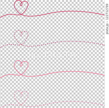 バレンタインに使えるハートの線画あしらいセット バレンタインに使えるハートの線画あしらいセット 122712789