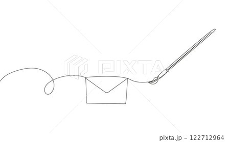 paper envelope in a continuous one-line drawing style. A minimalist paper envelope in a continuous one-line drawing style. A minimalist 122712964