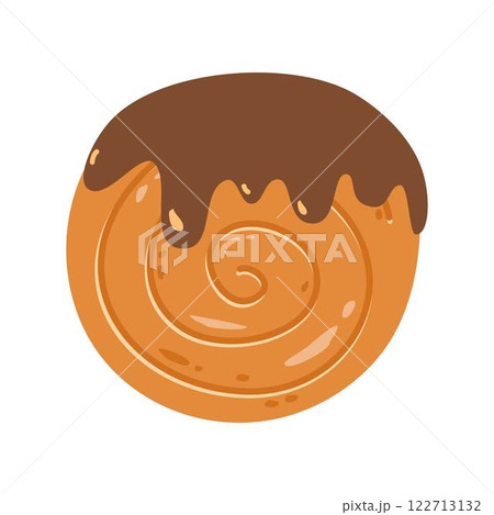 Cromboloni, Croissant Bomboloni. Round New York Roll with Chocolate Cromboloni, Croissant Bomboloni. Round New York Roll with Chocolate 122713132