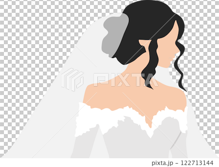 ウエディングドレスを着た女性のイラスト 122713144