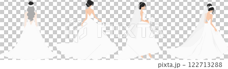 Illustration set of a woman wearing a wedding dress 122713288