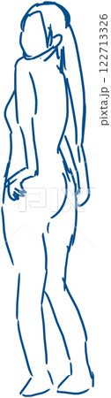 女性の線画イラスト	 122713326