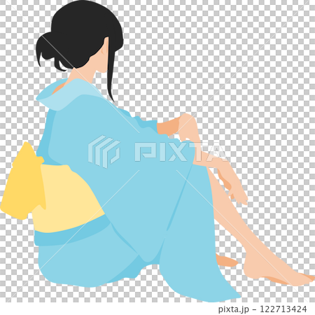 Illustration of a woman wearing a yukata (kimono) Illustration of a woman wearing a yukata (kimono) 122713424