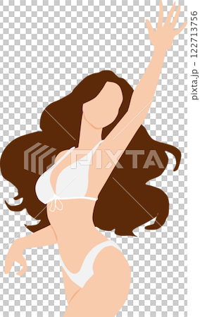 浜辺でポーズをとる水着を着た女性のイラスト 浜辺でポーズをとる水着を着た女性のイラスト 122713756