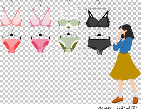 ランジェリーを選ぶ女性のイラスト 122713787