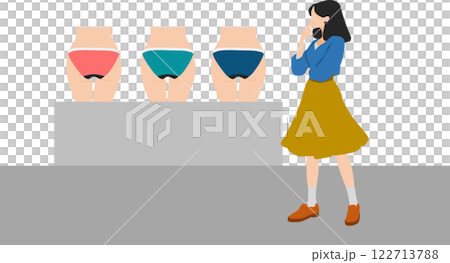一位女士選擇內衣的插圖 122713788