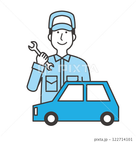 車の整備をする男性整備士 122714101