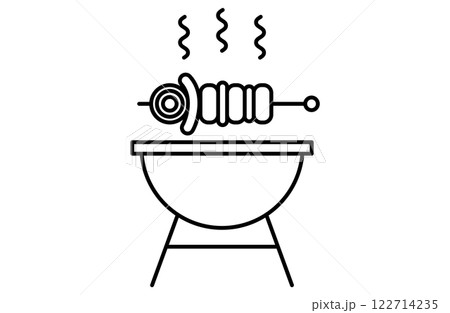 バーベキューグリルのシンプルアイコンベクターイラスト 夏 キャンプ 料理 バーベキューグリルのシンプルアイコンベクターイラスト 夏 キャンプ 料理 122714235