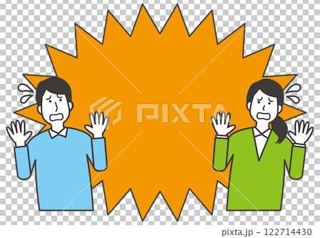 Illustration of an impatient man and woman with copy space 122714430