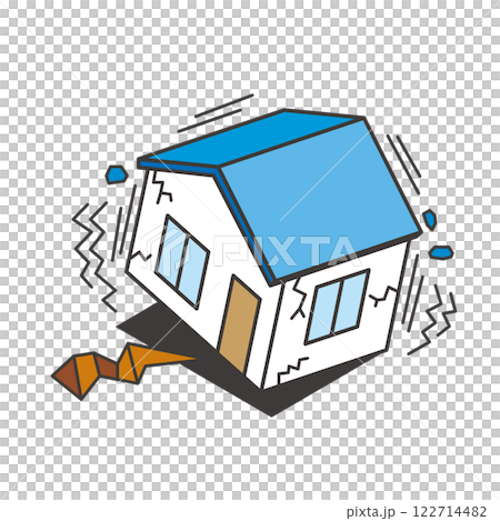 地震被害にあう住宅のイラスト 地震被害にあう住宅のイラスト 122714482