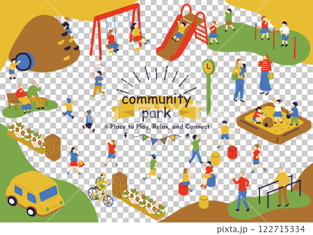 地域の公園で楽しむ人達 122715334