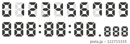 モノクロのデジタル数字のベクターイラストセット 122715335