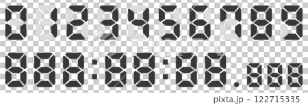 モノクロのデジタル数字のベクターイラストセット 122715335
